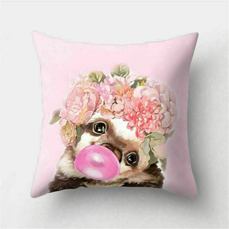 Decor Cushion Pink Throw Cover Case Cute Sofa Cover Animal Home Pillow