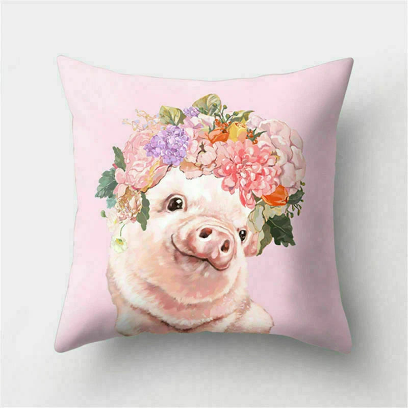 Decor Cushion Pink Throw Cover Case Cute Sofa Cover Animal Home Pillow