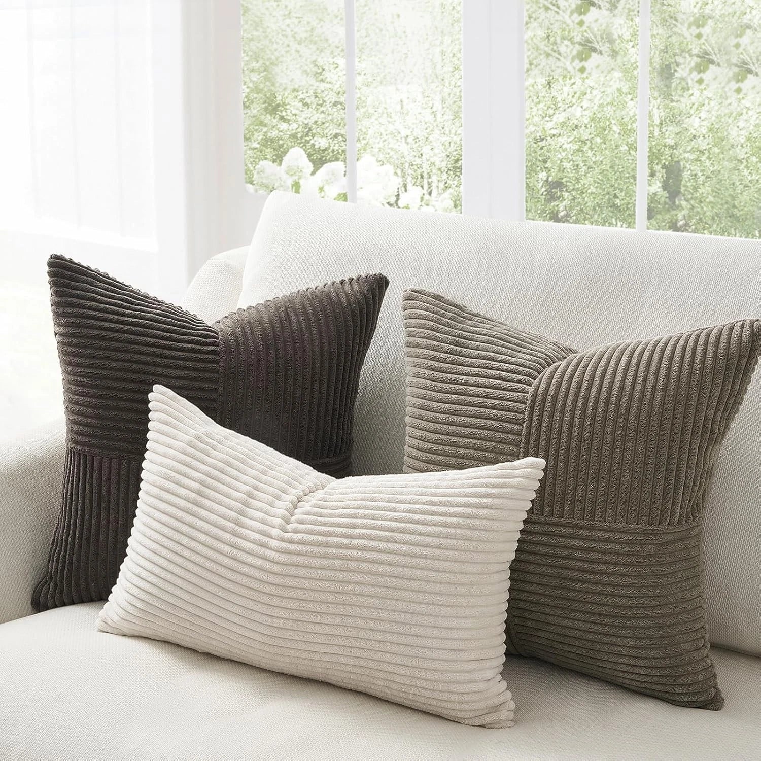 Topfinel Decorative Neutral Gray Throw Pillow Covers for Couch,Boho Cozy Soft Cu