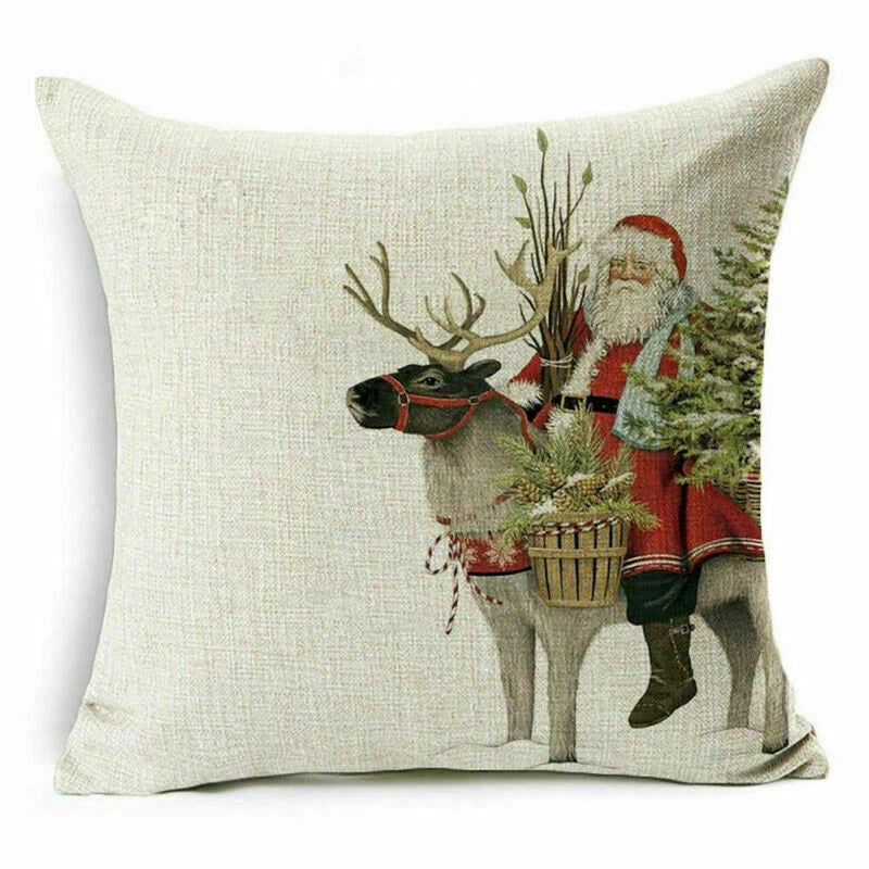 pillow Sofa Cover Reindeer Case Cushion Santa Christmas Throw Dear Claus Dog