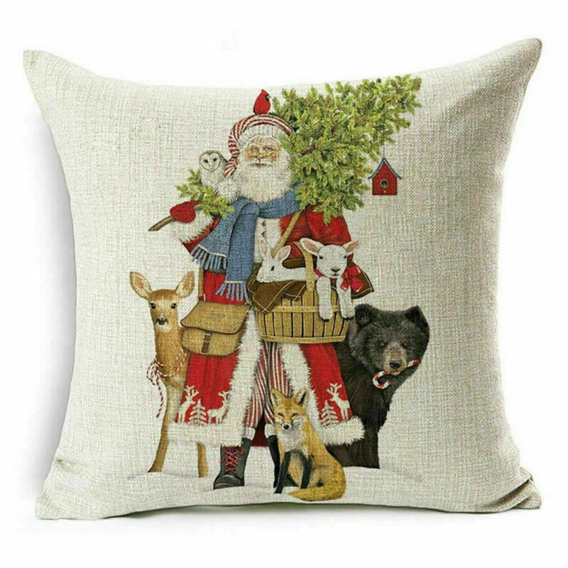pillow Sofa Cover Reindeer Case Cushion Santa Christmas Throw Dear Claus Dog