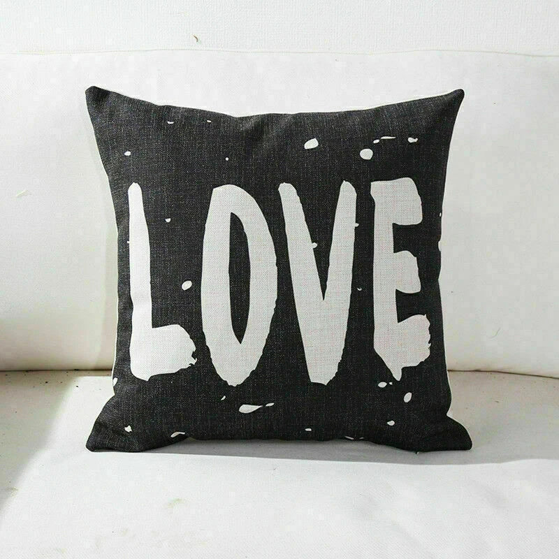 Decor Cushion Pillow White Case Love Home  Black Sofa Waist 18"