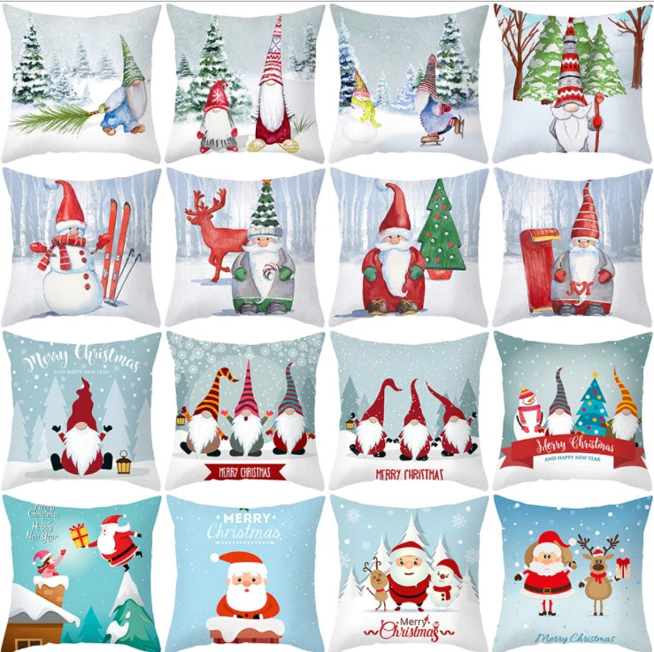 2024 NEW CHRISTMAS NEW YEAR POLYESTER CUSHION COVER PILLOW CASE HOME SOFA DECOR
