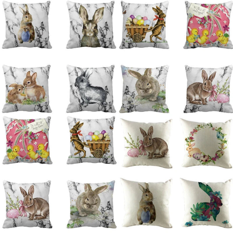 Easter Festival Rabbit Pillow Case Sofa Bed Home Decoration Cushion Waist Cover