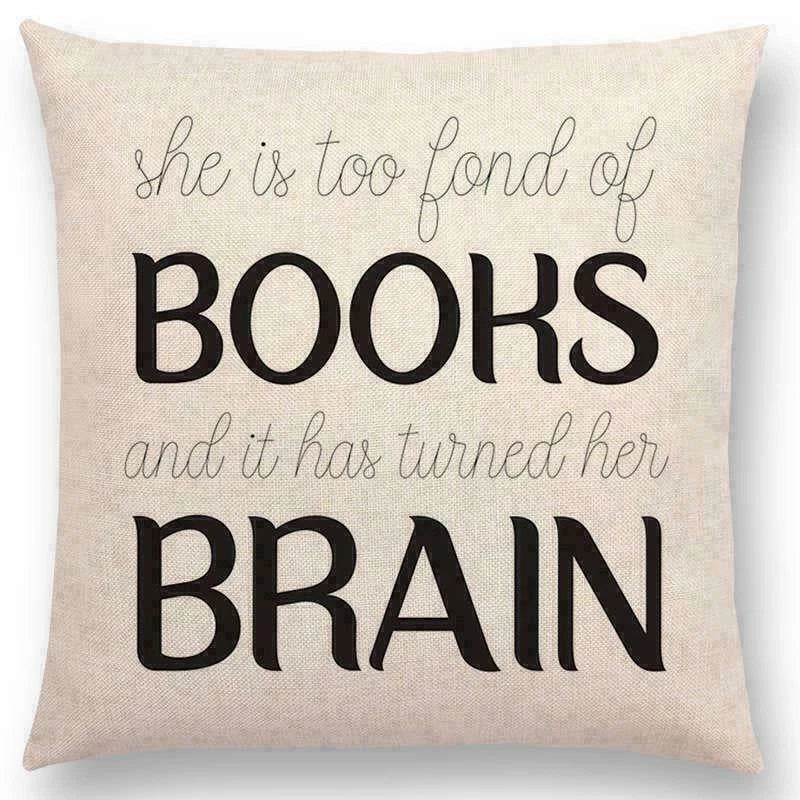 Pillow Series Sofa Letters Cushion Case Books Read Decorative Cover Study Time