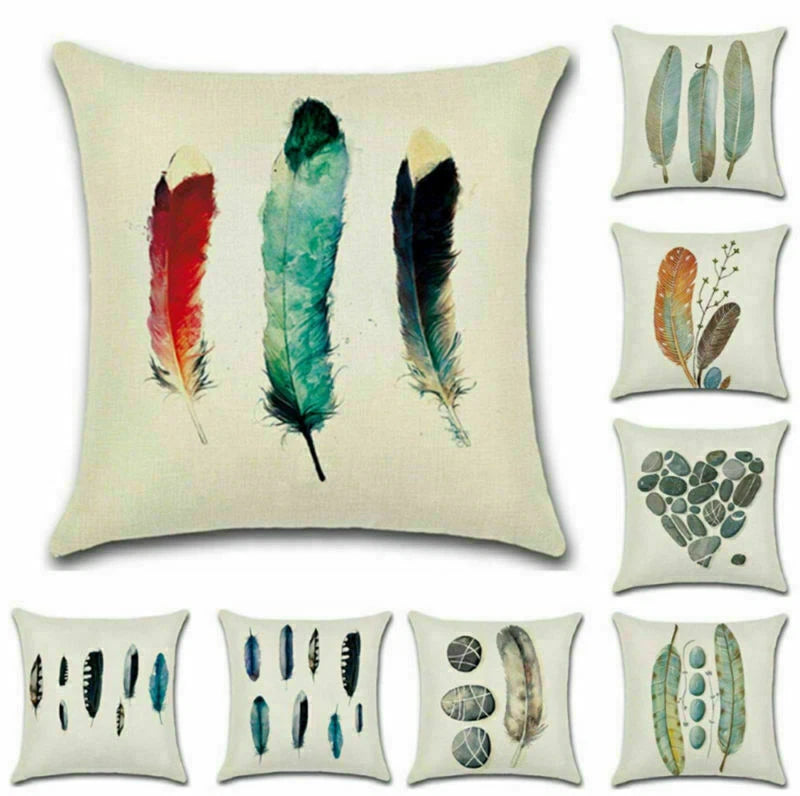 Decor Home Waist Stone Cover Feather Cushion Throw Pillow 18" Sofa Retro