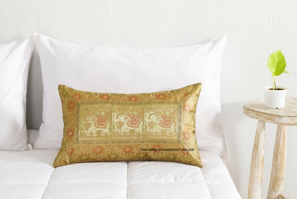Indien Home Decor Bedding & Sofa Pillow Case Brocade Silk Cushion Cover 12"x20"