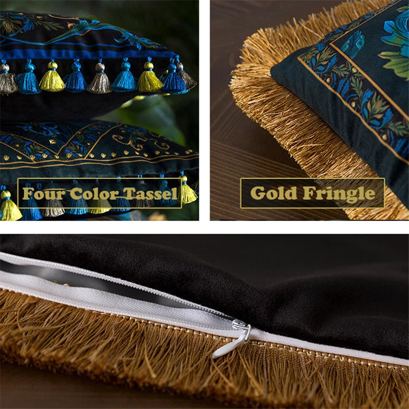 Luxury 18x18in Royal Peacock Velvet Throw Pillow Covers Sofa Bed Cushion Covers