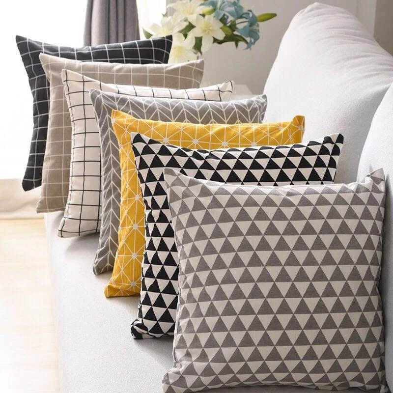 LINEN DOUBLE SIDE SQUARES CUSHION COVER PILLOW CASE HOME SOFA DECOR 18'' X 18''