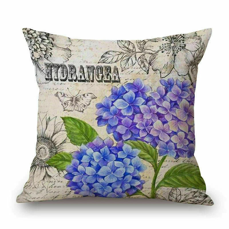 Gift Flower Bed Cushion Retro 18" Sofa Car Waist Pillow Cover Case