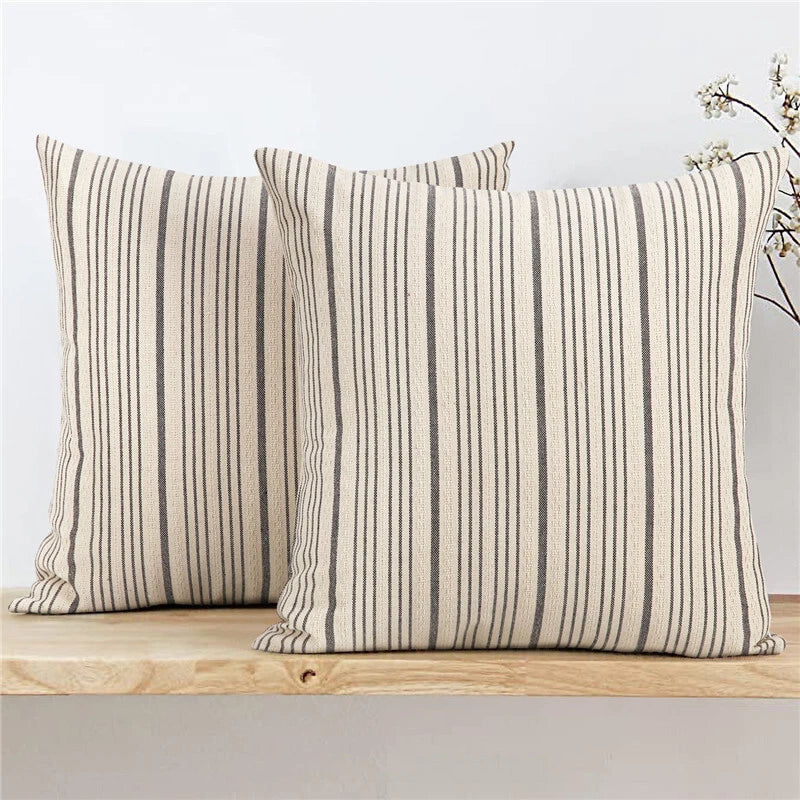18x18in Ins Stripe Throw Pillow Covers Farmhouse Sofa Bed Room Cushion Covers