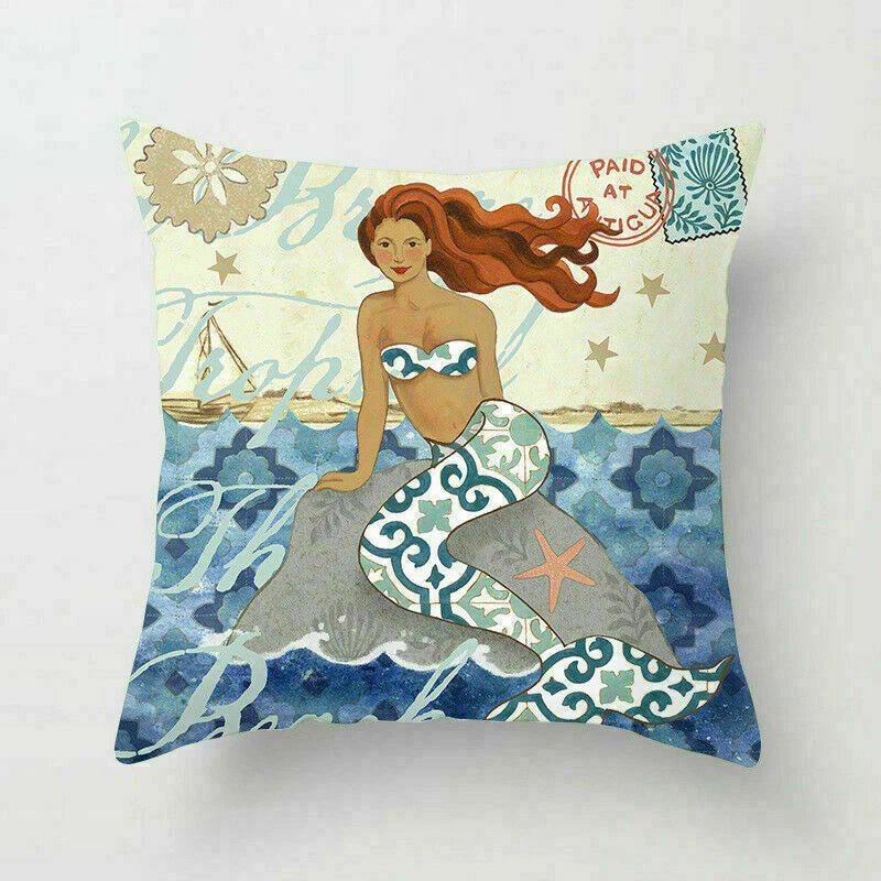 18" Retro Sea Animal Pillow Case Cover Throw Cushion Decor Polyester Sofa Home