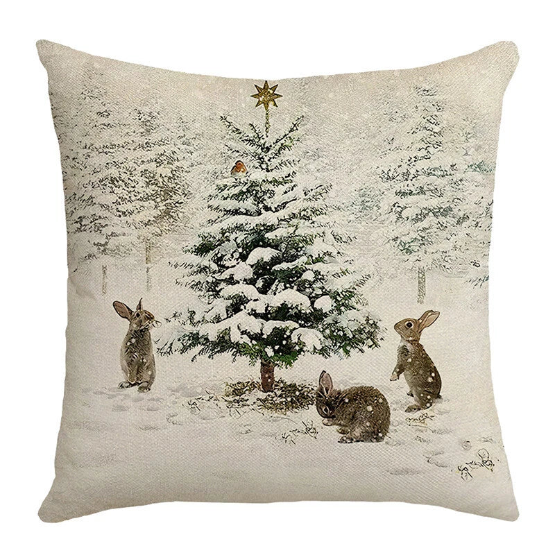 2024 NEW CHRISTMAS NEW YEAR POLYESTER CUSHION COVER PILLOW CASE HOME SOFA DECOR