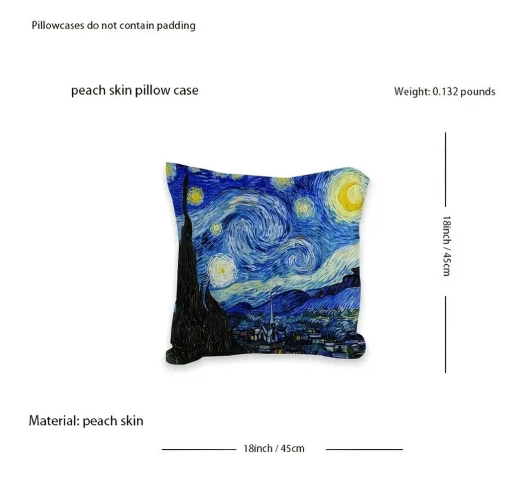 Starry Night Pillow Covers Set of 2 Sofa Decor Cushion Cases  w/Zipper 18 In Art