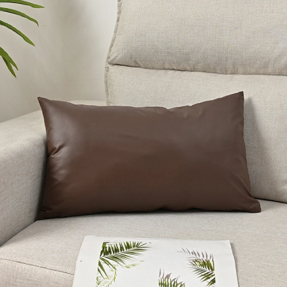 2025 Faux PU Leather Cushion Cover Throw Pillow Case Sofa Bed Home Decor