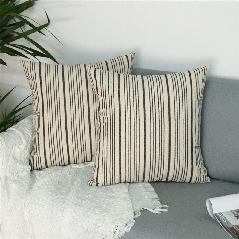 18x18in Ins Stripe Throw Pillow Covers Farmhouse Sofa Bed Room Cushion Covers