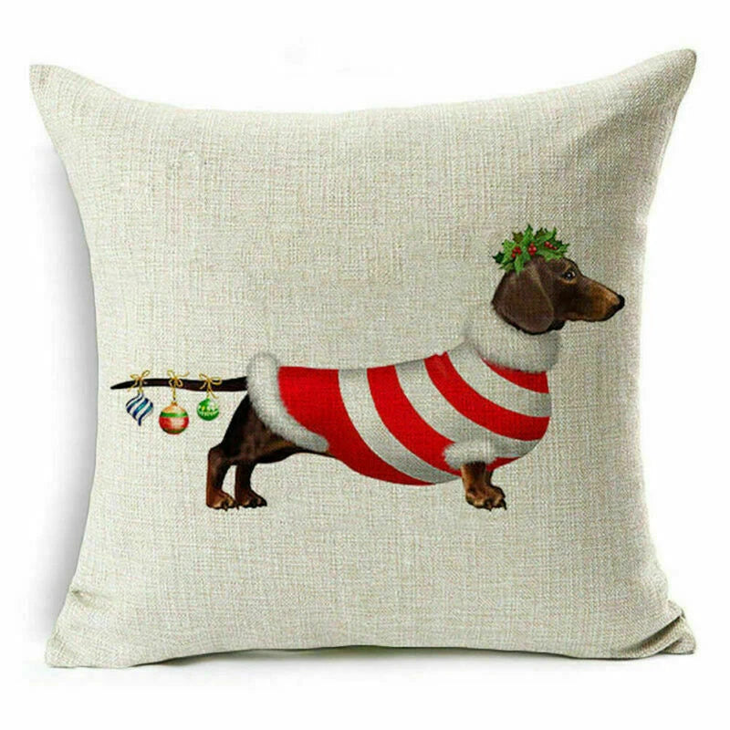 pillow Sofa Cover Reindeer Case Cushion Santa Christmas Throw Dear Claus Dog