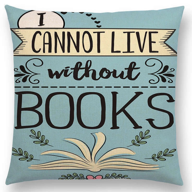Pillow Series Sofa Letters Cushion Case Books Read Decorative Cover Study Time