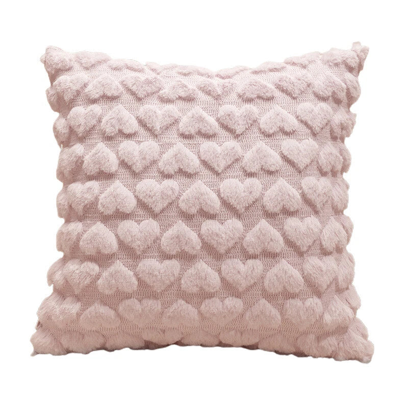 45cm Plush Heart Jacquard Throw Pillow Cover Sofa Car Seat Back Cushion Case