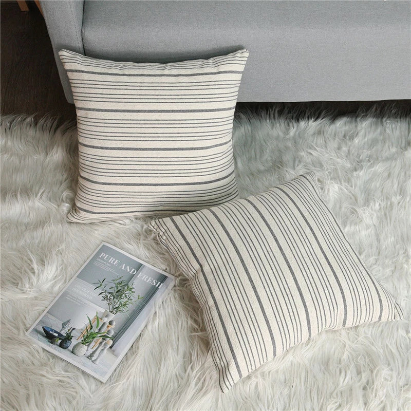 18x18in Ins Stripe Throw Pillow Covers Farmhouse Sofa Bed Room Cushion Covers