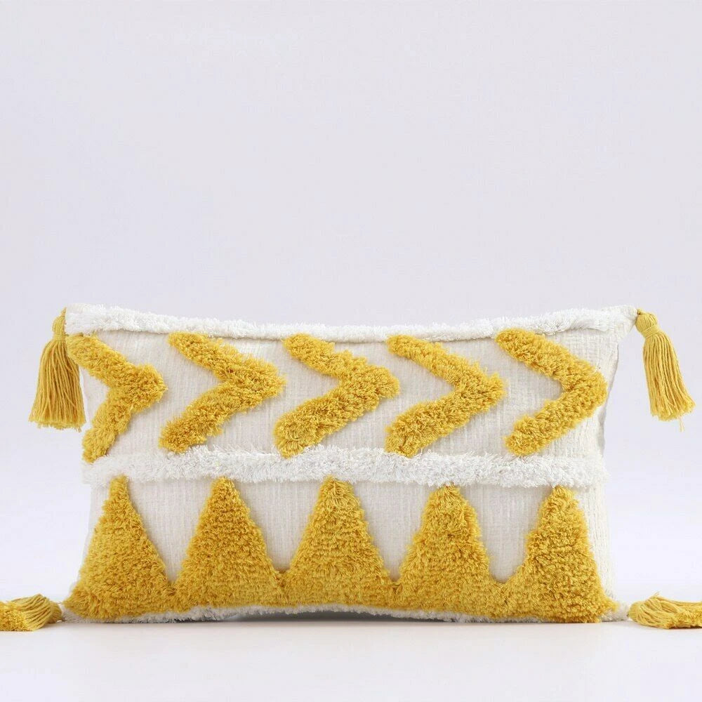 Cushion Cover Moroccan Tufted Tassel Throw Pillow Cover Macrame Pillow Case Sofa