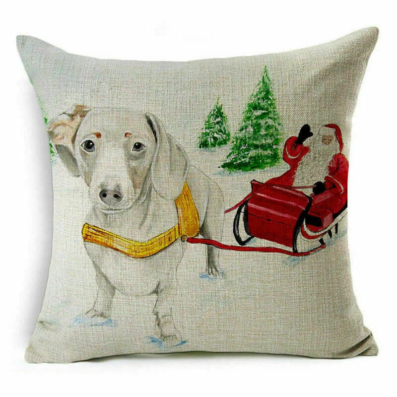 pillow Sofa Cover Reindeer Case Cushion Santa Christmas Throw Dear Claus Dog