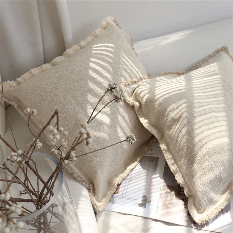 24x24 in Vintage Linen Cotton Blend Throw Pillow Covers Sofa Bed Cushion Covers