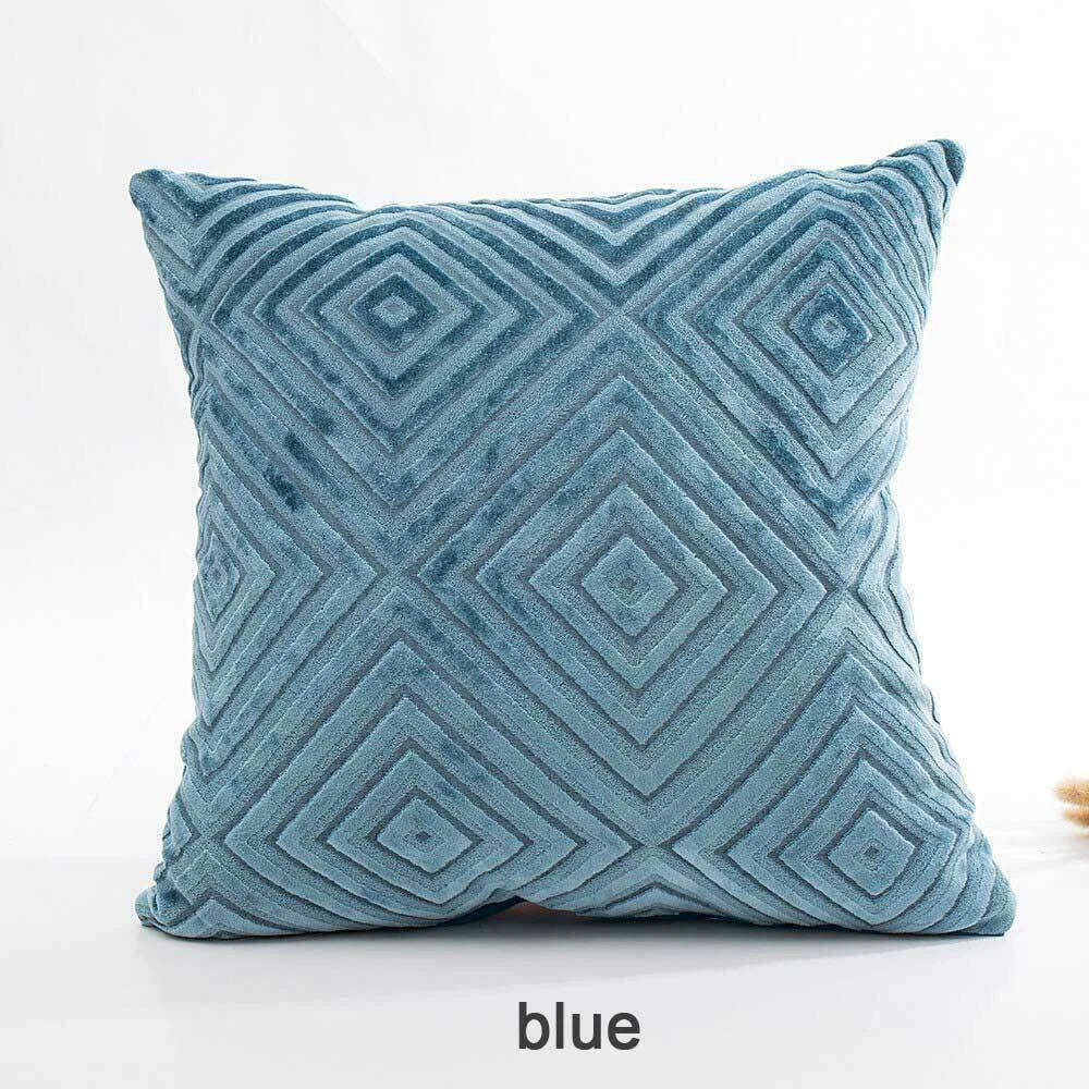 Pillowcase Cushion cover Check pattern Leisure Flocking Home Decoration Sofa #