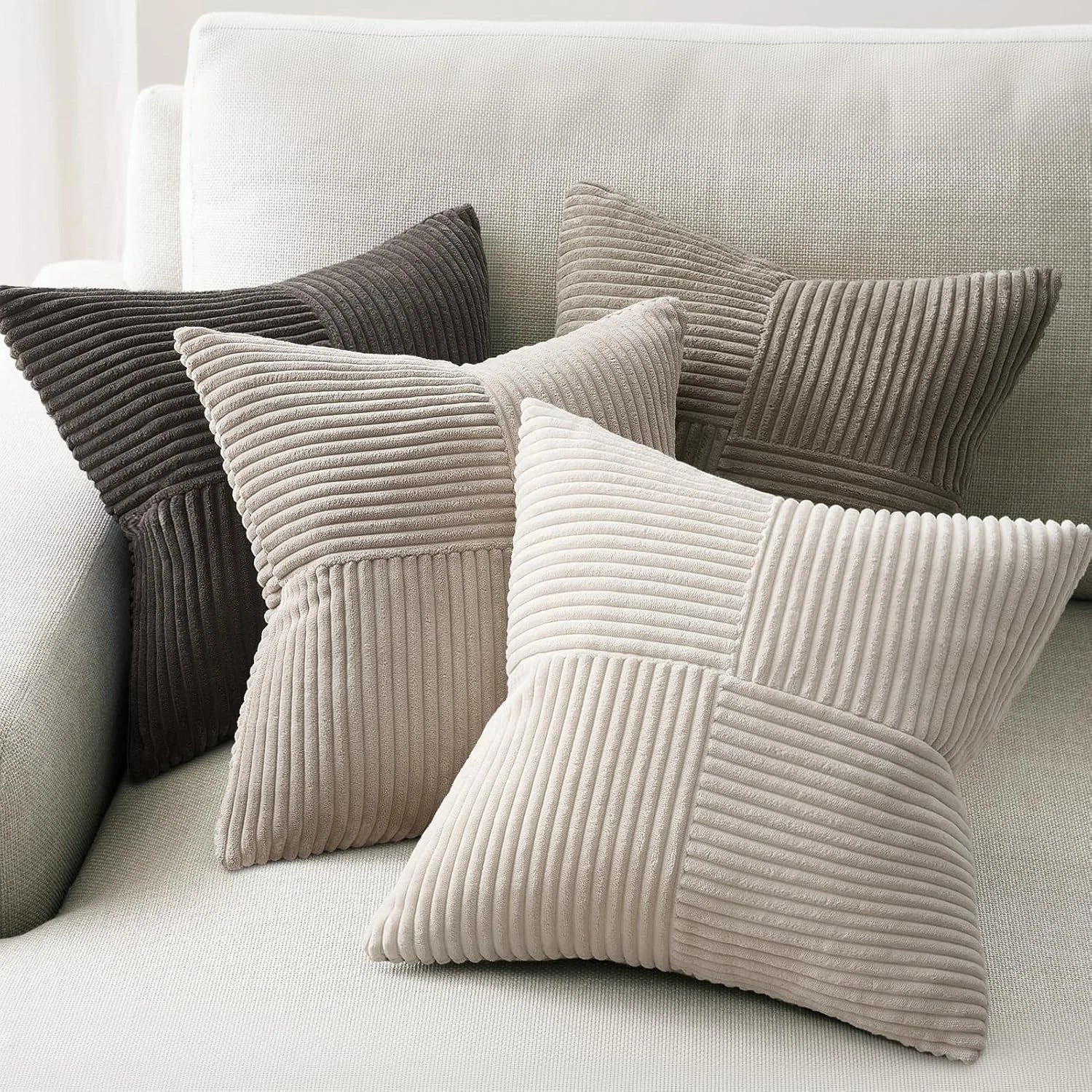 Topfinel Decorative Neutral Gray Throw Pillow Covers for Couch,Boho Cozy Soft Cu