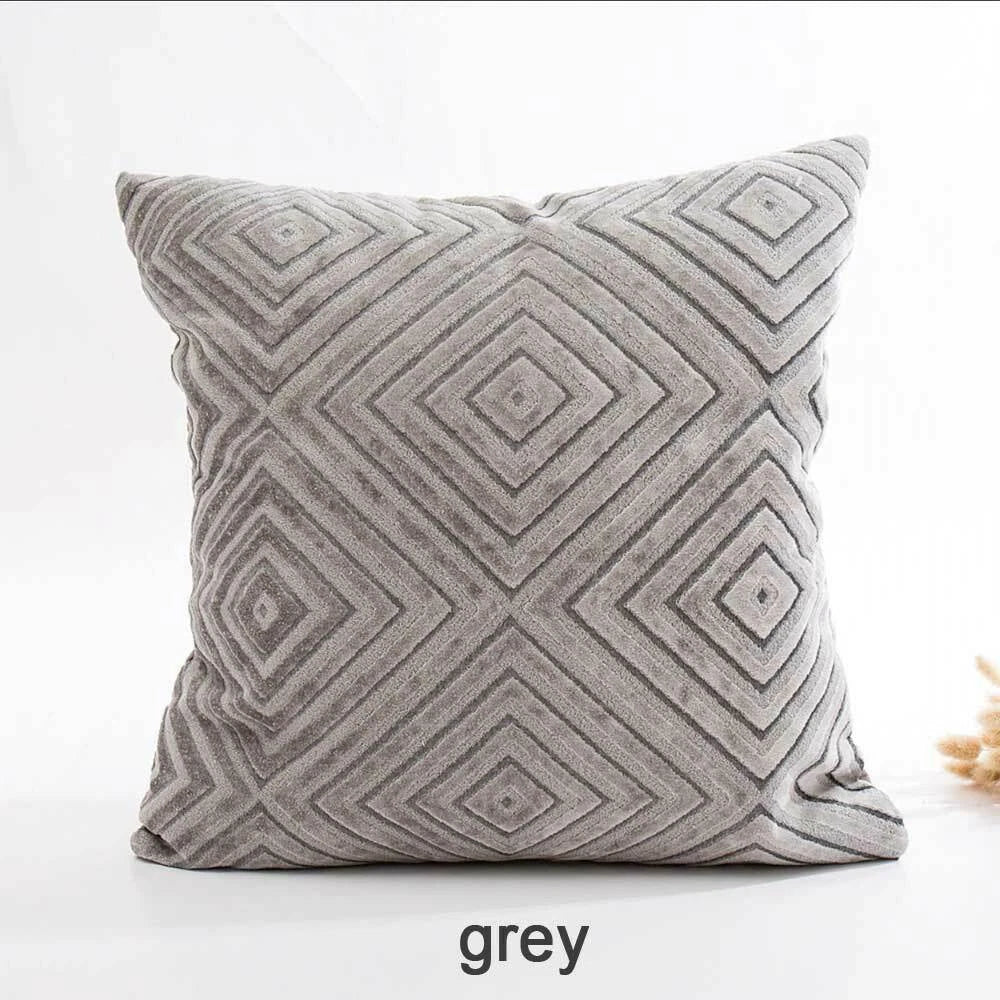 Pillowcase Cushion cover Check pattern Leisure Flocking Home Decoration Sofa #