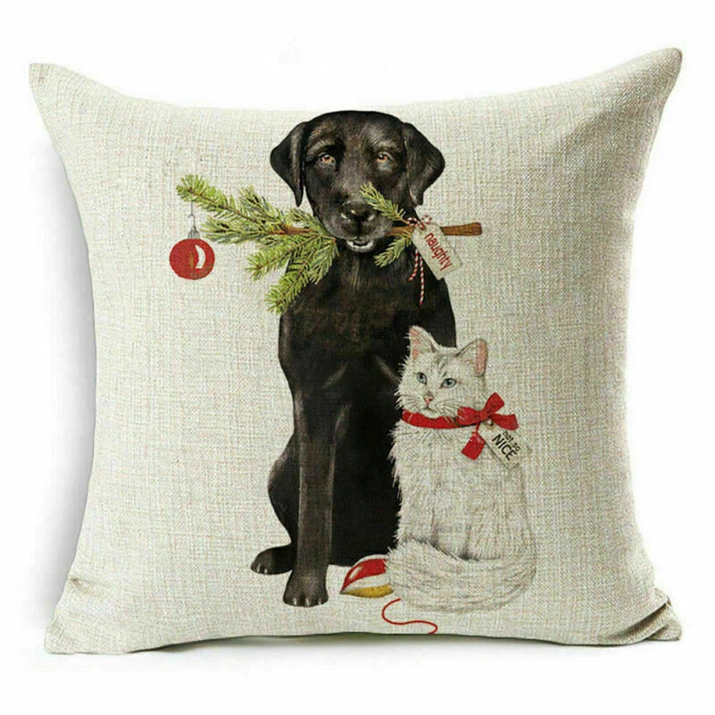 pillow Sofa Cover Reindeer Case Cushion Santa Christmas Throw Dear Claus Dog