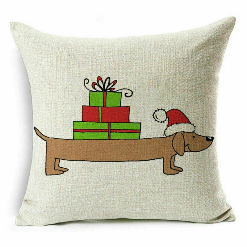 pillow Sofa Cover Reindeer Case Cushion Santa Christmas Throw Dear Claus Dog