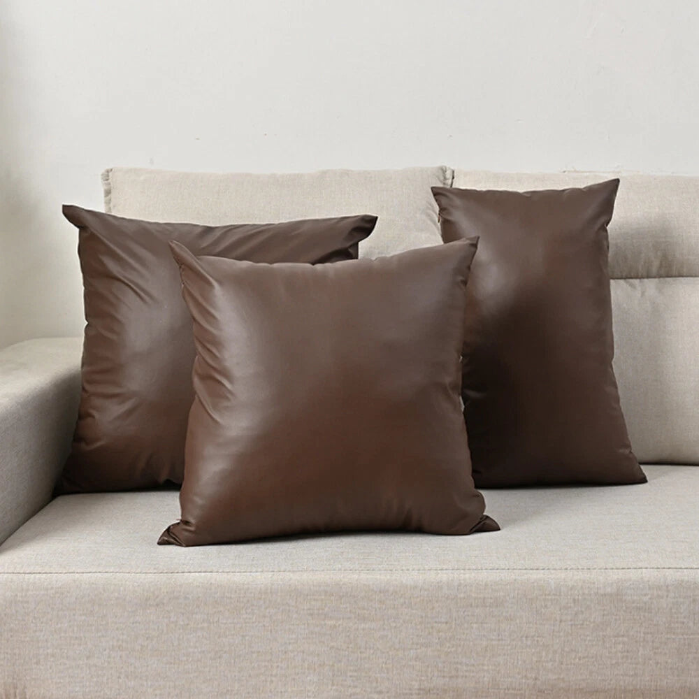 2025 Faux PU Leather Cushion Cover Throw Pillow Case Sofa Bed Home Decor