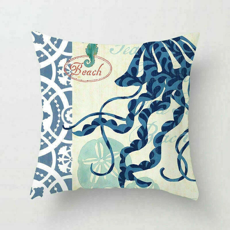 18" Retro Sea Animal Pillow Case Cover Throw Cushion Decor Polyester Sofa Home