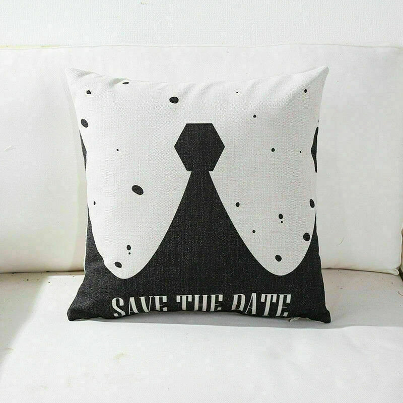 Decor Cushion Pillow White Case Love Home  Black Sofa Waist 18"