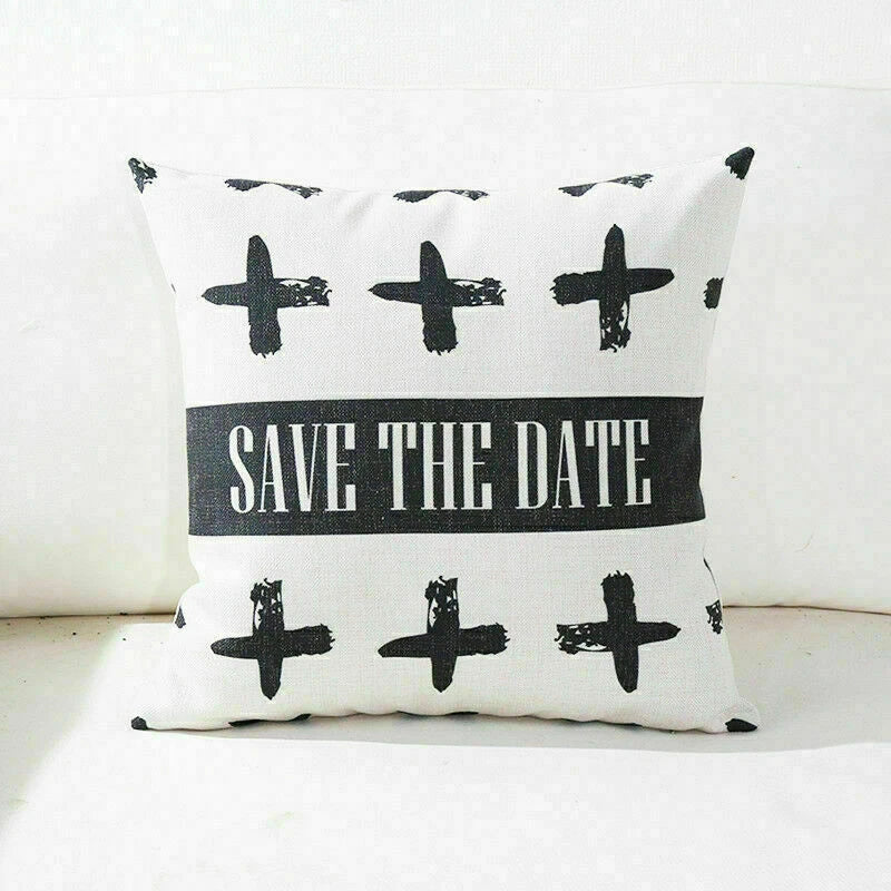 Decor Cushion Pillow White Case Love Home  Black Sofa Waist 18"