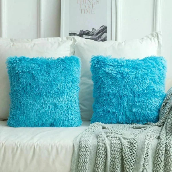 40CM x 40CM Fluffy Pillow Case Faux Soft Plush Cover Cushion Home Bed Sofa Decor