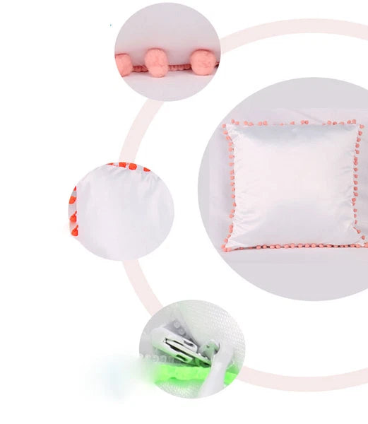 10Pcs Sublimation Blank Pillow Case with Dot Edge DIY Printed Home Sofa Decor