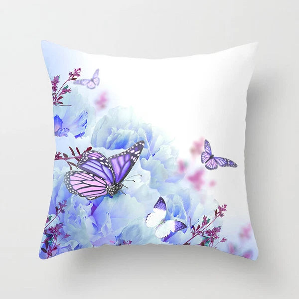 BUTTERFLY FLOWER POLYESTER CUSHION COVER PILLOW CASE HOME SOFA DECOR 45X45 UK
