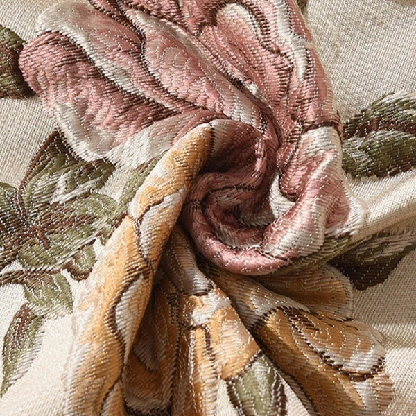 1X Chinese Retro Floral Embroidery Cushion Case Ruffle Trim Pillow Cover No Core