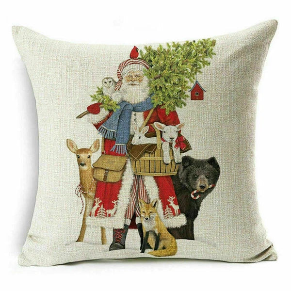 pillow Sofa Cover Reindeer Case Cushion Santa Christmas Throw Dear Claus Dog