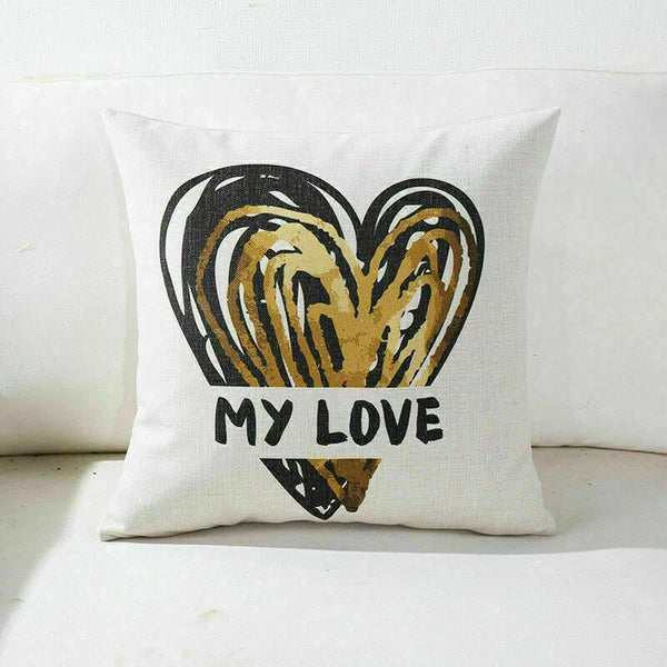 Decor Cushion Pillow White Case Love Home  Black Sofa Waist 18"