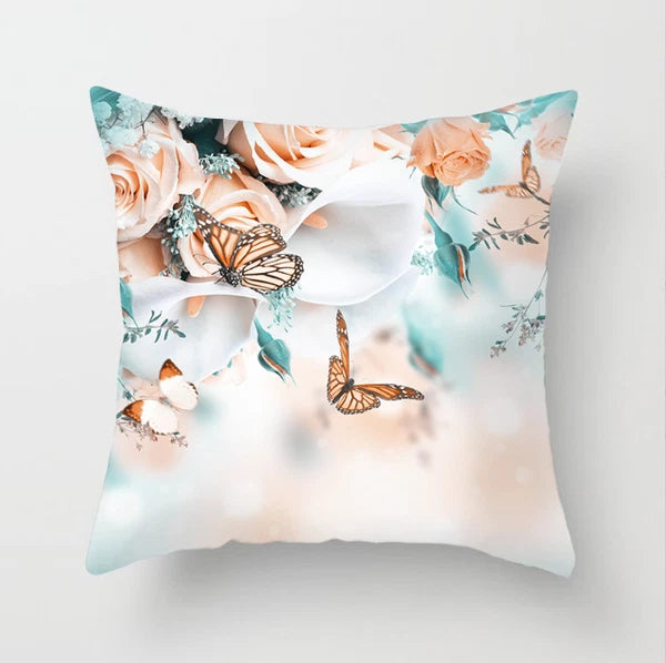 BUTTERFLY FLOWER POLYESTER CUSHION COVER PILLOW CASE HOME SOFA DECOR 45X45 UK