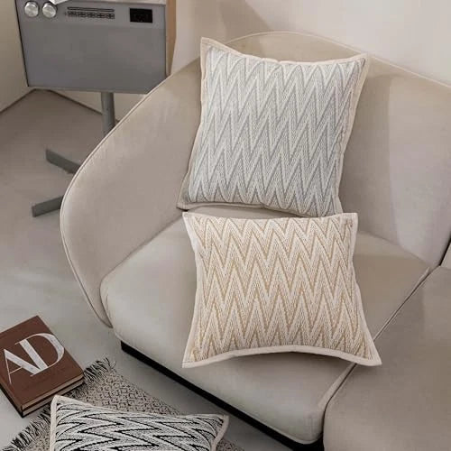 2 Pack Pillow Cover Decorative 18 x 18 inch Pillow Cases for Sofa Bed Beige