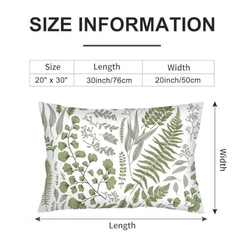 Throw Pillow Cover Queen Size Set of 2,Sage Leaf Plant Lumbar Pillow Case Green