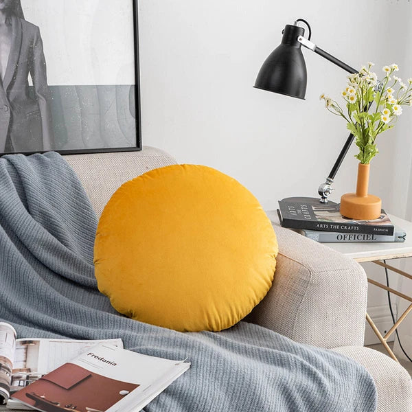 45cm Solid Color Round Cushion Cover Soft Velvet Pillowcase Home Sofa Bed Decor