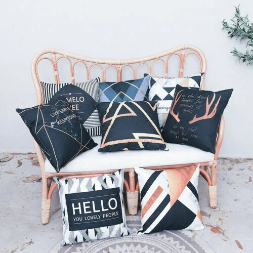 18inch Polyester Geometric Pillow Case Cover Sofa Waist Home Cover Cushion Decor