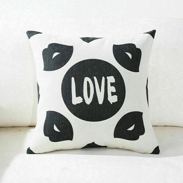Decor Cushion Pillow White Case Love Home  Black Sofa Waist 18"