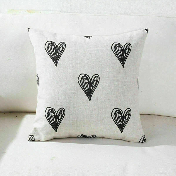 Decor Cushion Pillow White Case Love Home  Black Sofa Waist 18"