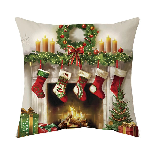 2024 NEW CHRISTMAS NEW YEAR POLYESTER CUSHION COVER PILLOW CASE HOME SOFA DECOR